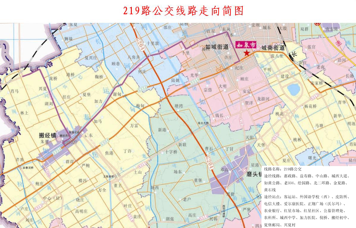 如皋219路公交车路线