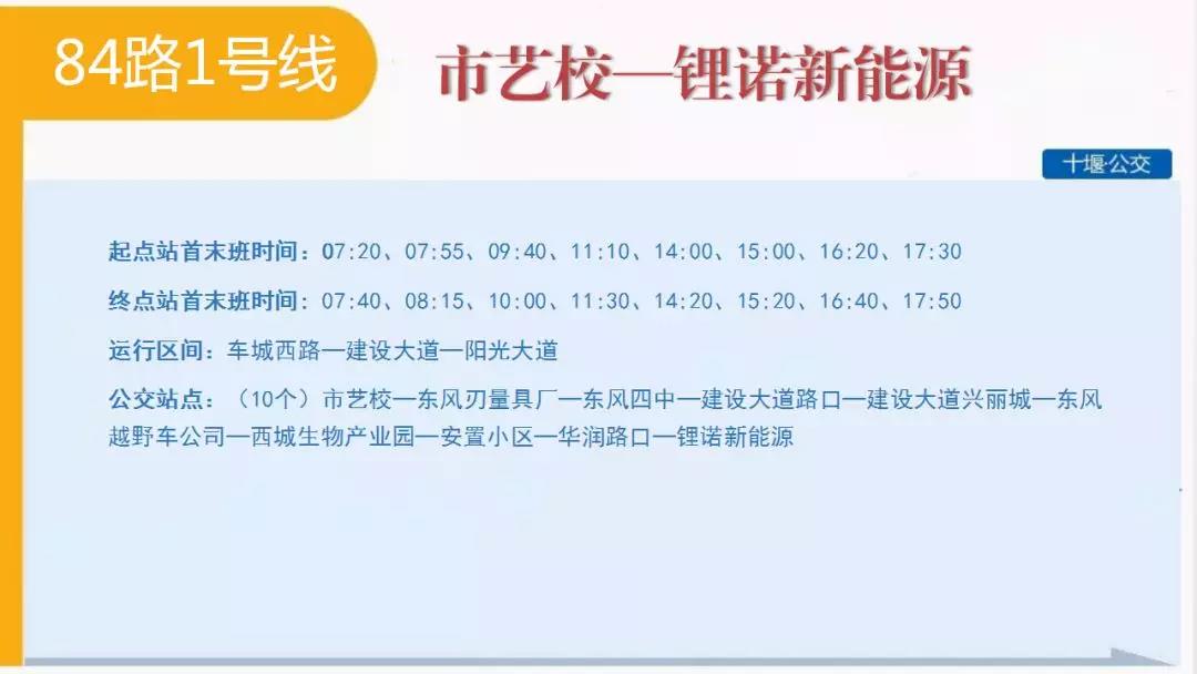 十堰84路1号线公交车路线