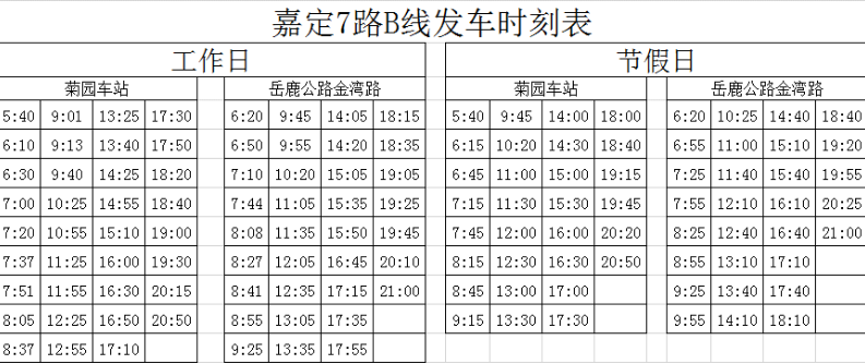 太仓嘉定7路B线公交车路线