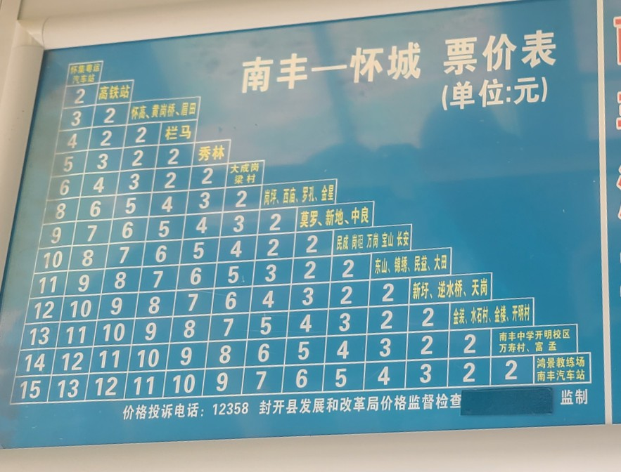 肇庆怀集1路(南丰专线)公交车路线